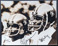 OJ Simpson + Al Cowlings Dual Signed Photo Autographed NFL Football JSA Ltd. Ed