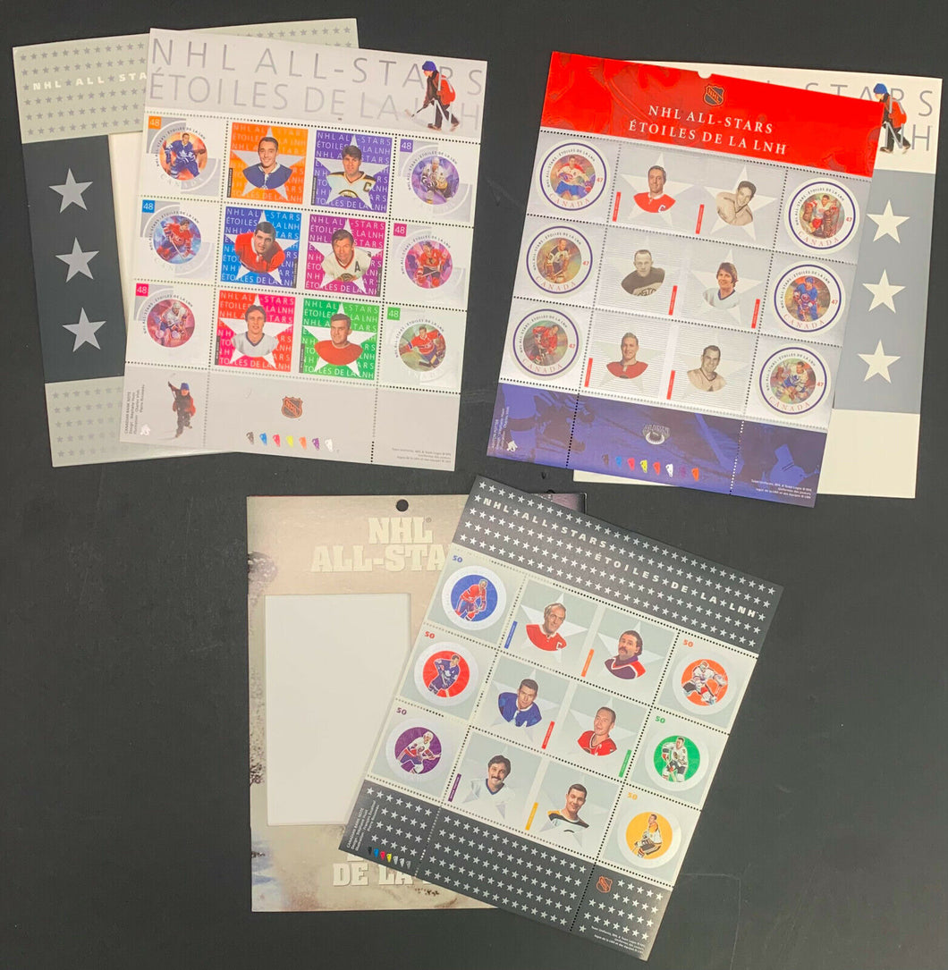 2001/03/05 Canada Post Stamp Sheets x3 NHL Hockey 18 Different HOFers Vintage