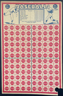 Circa 1930s Baseball Betting Punch Board Game Display MLB Vintage Gambling