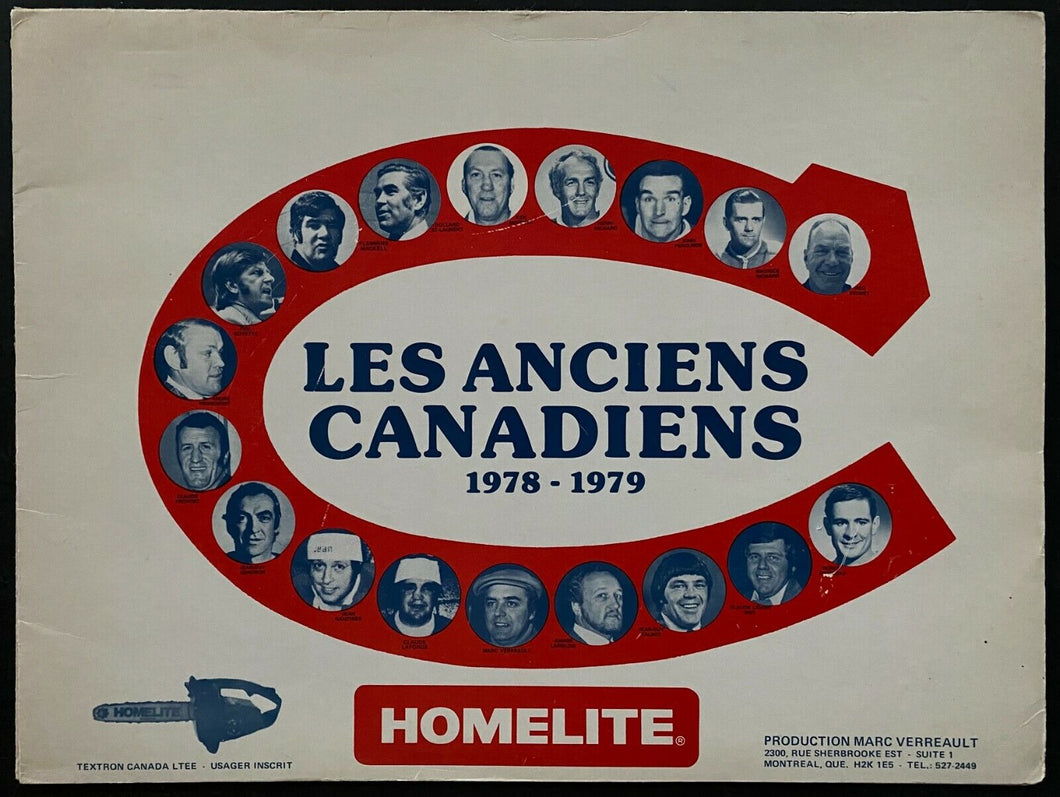 1978-79 Vintage NHL Hockey Montreal Canadiens Old Timers Anciens Folio Pamphlet