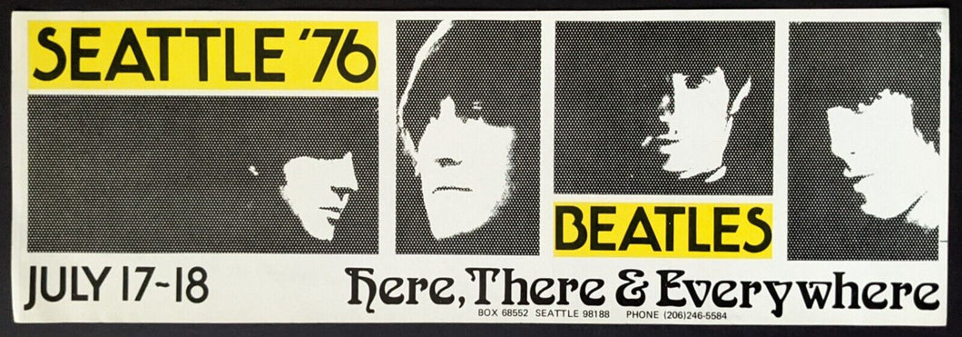 1976 The Beatles Seattle Here, There & Everywhere Vintage Bumper Sticker Music