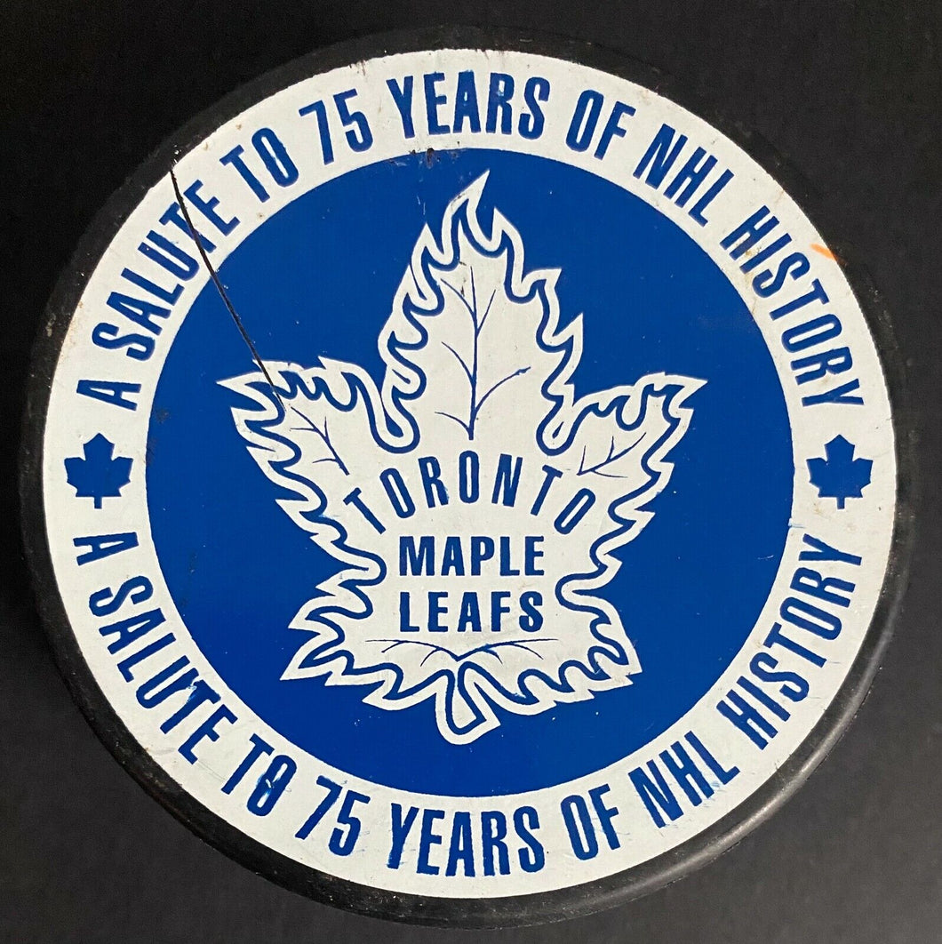 2001 NHL Hockey Toronto Maple Leafs 75th Anniversary Promo Puck Tim Hortons Logo