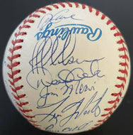 1996 World Series Champs New York Yankees Team Signed Baseball x22 Jeter JSA LOA