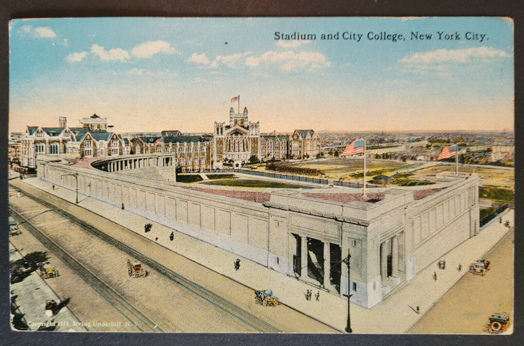 1920's City College of New York Stadium Football Posted Postcard  Vintage