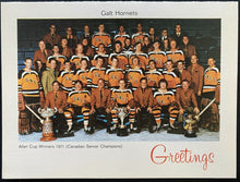Load image into Gallery viewer, 1971 OHA Senior A Hockey Team Photo Galt Hornets Christmas Card Vintage XMas
