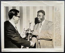 Load image into Gallery viewer, 1949 Vintage MLB Baseball Press Photo Jackie Robinson Benny Leonard Award LOA
