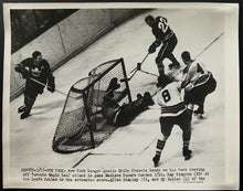 Load image into Gallery viewer, 1952 Vintage NHL Hockey New York Rangers Goaltender Emile Francis Press Photo
