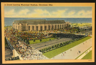Vintage Sports Post Card Crowd Leaving Municipal Stadium Cleveland Ohio Postcard