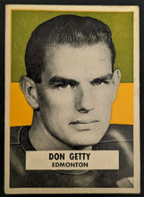 Load image into Gallery viewer, 1959 General Mills Wheaties CFL Football Don Getty Edmonton Eskimos CFL Card
