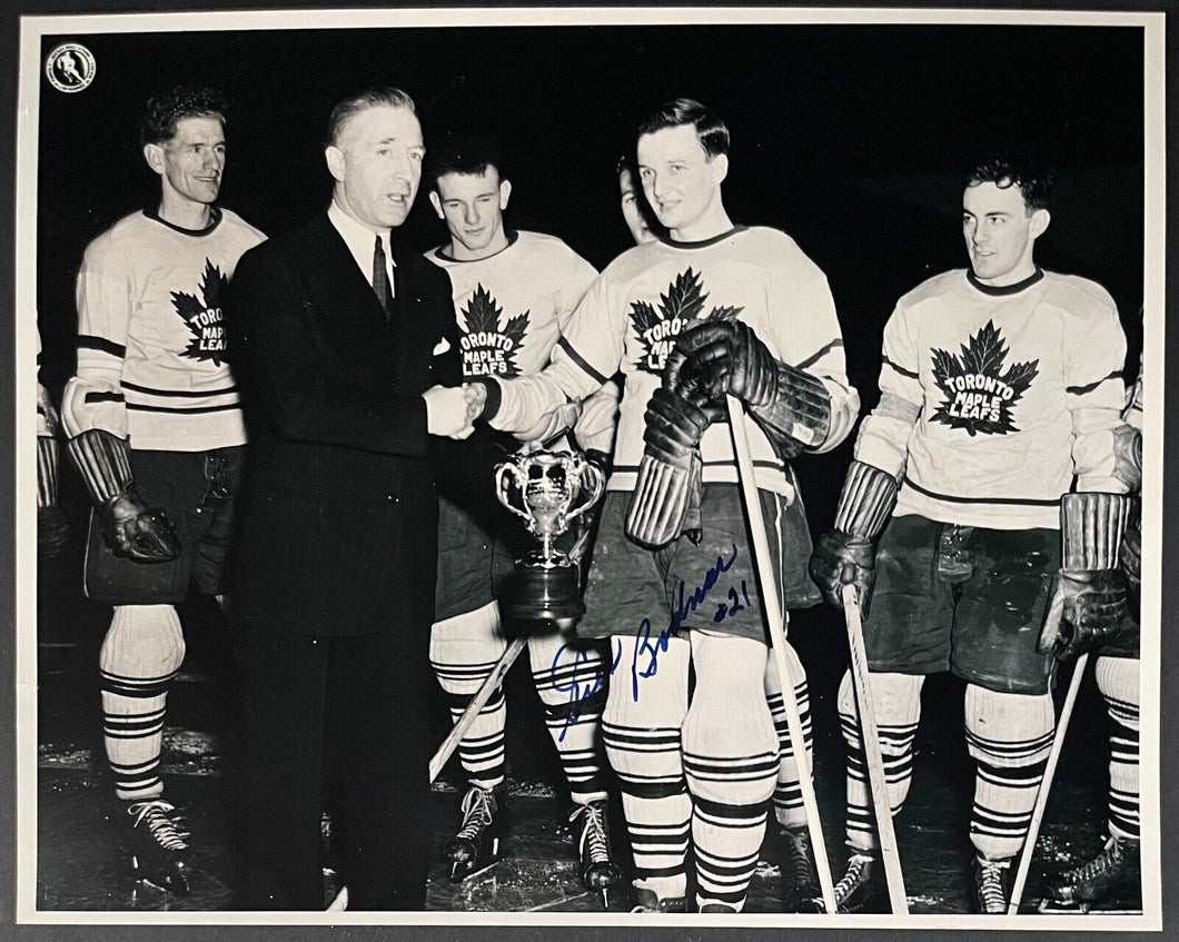 Gus Bodnar Autographed Photo Toronto Maple Leafs NHL Hockey Signed Vintage