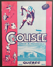 Load image into Gallery viewer, 1952 Quebec Junior A Hockey Program Windsor Spitfires vs Citadels + Player Cert
