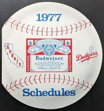 Load image into Gallery viewer, 1977 Los Angeles Dodgers + L.A. Angels Baseball Shaped Budweiser Schedule MLB
