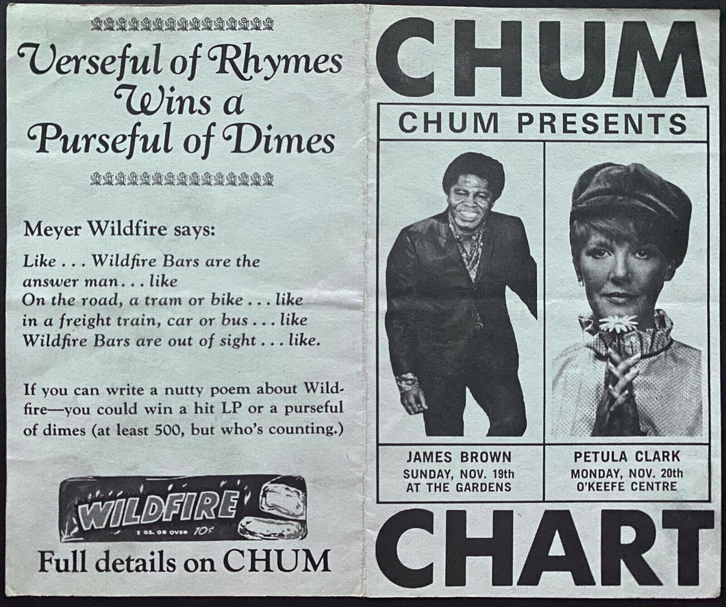 1967 1050 Chum Chart Radio Survey Vintage Music James Brown + Petula Clark Promo