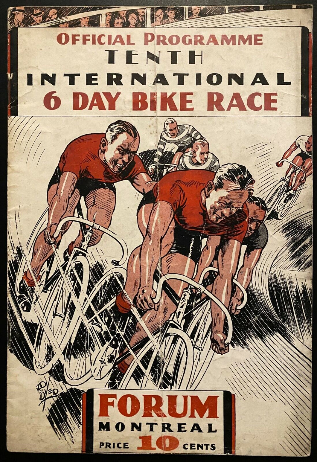 1934 Bike Race Program Montreal Forum Quebec Featuring Torchy Peden Vintage