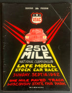 1962 Sept 16 250 Mile Late Model Stock Car Race Program Milwaukee Wisconsin