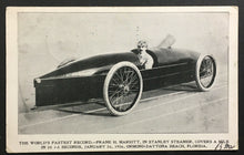 Load image into Gallery viewer, 1906 Worlds Fastest Record Frank Marriott Postcard Stanley Steamer Daytona Rare
