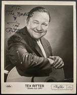 Tex Ritter Signed Autographed Capital Records Publicity Photo Country Music Star