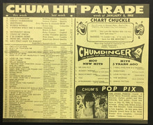 Load image into Gallery viewer, 1968 Chum Chart Radio Survey Vintage Music Rolling Stones Tom Jones Big Bands
