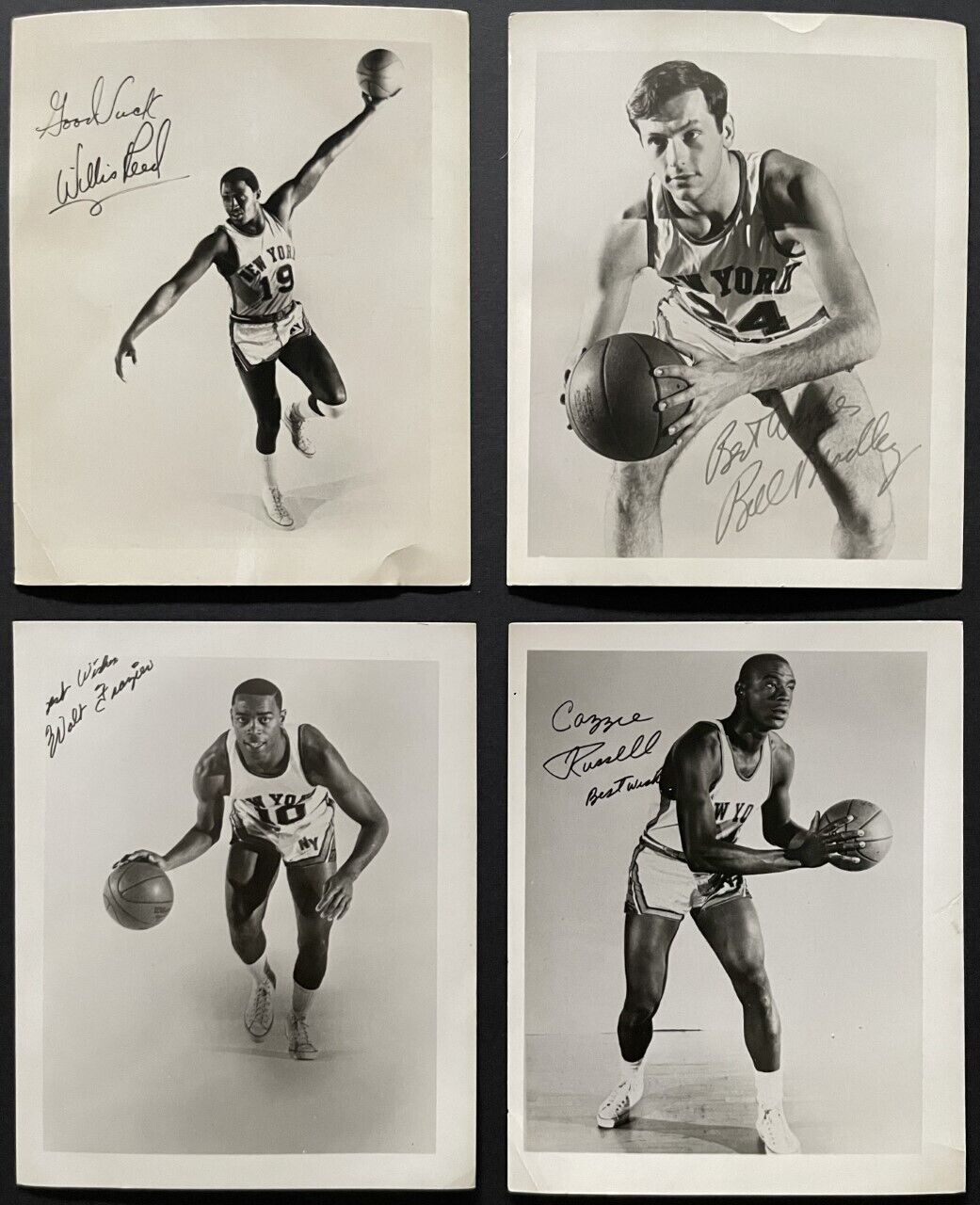 1960's New York Knicks 4 Team Issued Basketball Photo Lot NBA Stars Frazier +
