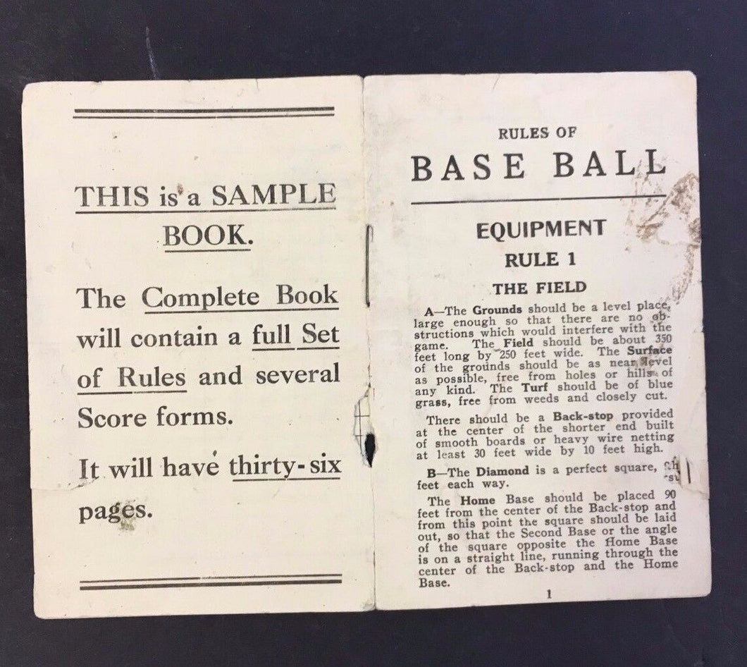 Rare 1900's Baseball Rules Book Sample Book Used By Salesmen Vintage