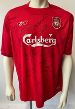 Load image into Gallery viewer, 2004-05 Premier League Liverpool Team Signed Autographed Soccer Jersey LOA
