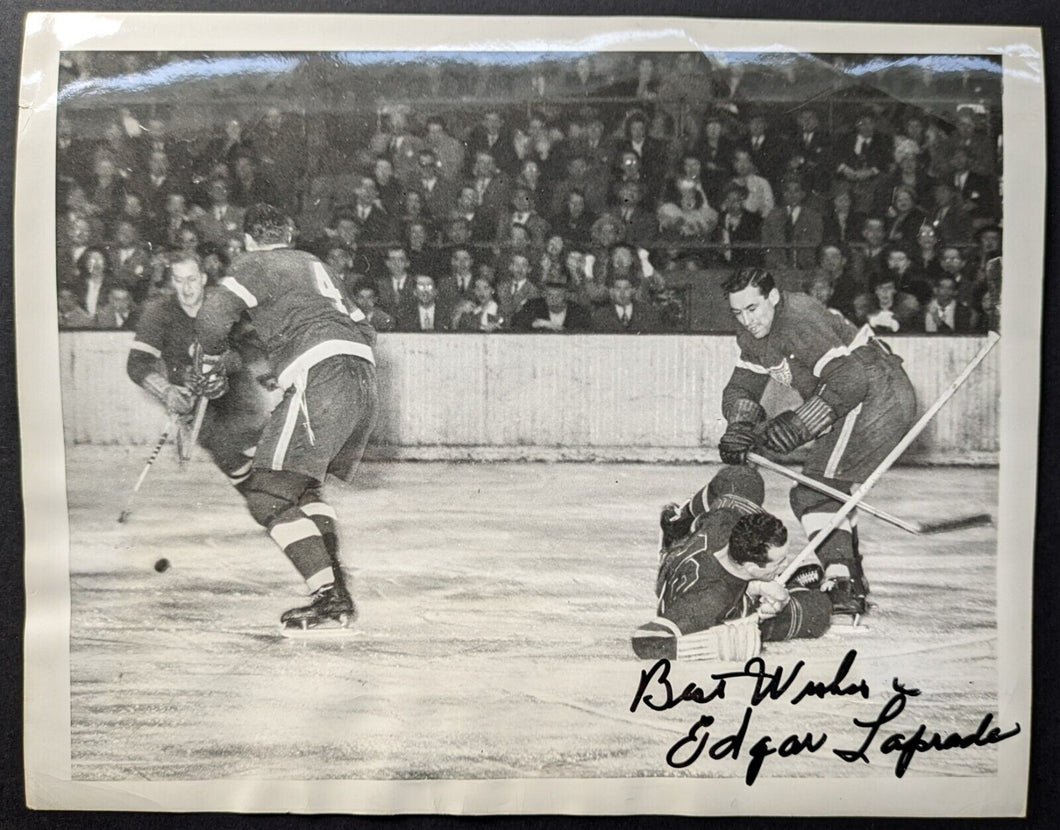 1946 Edgar Laprade Autographed Signed Photo Madison Square Garden NHL Hockey VTG