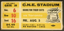 Load image into Gallery viewer, 1966 C.N.E. Stadium CFL Football Ticket Hamilton Ti-Cats vs Toronto Argos
