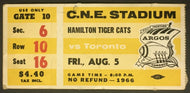 1966 C.N.E. Stadium CFL Football Ticket Hamilton Ti-Cats vs Toronto Argos