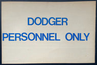 Circa 1960s Los Angeles Dodgers Personnel Thick Cardboard Sign MLB Baseball VTG