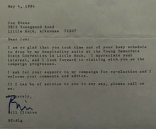 Load image into Gallery viewer, 1984 Signed Letter President Bill Clinton Arkansas Governor Re-election JSA LOA
