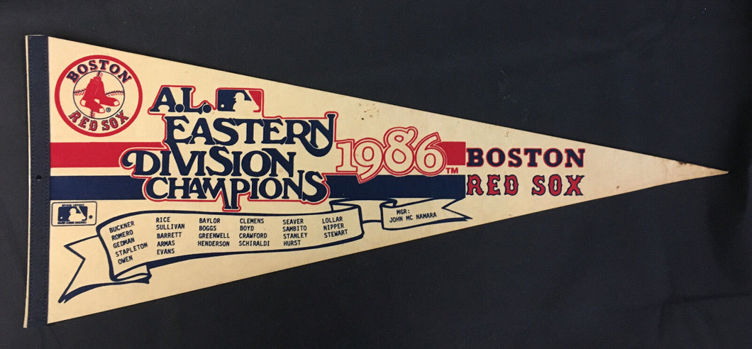 1986 Boston Red Sox Eastern Division Champions Baseball Scroll Pennant MLB