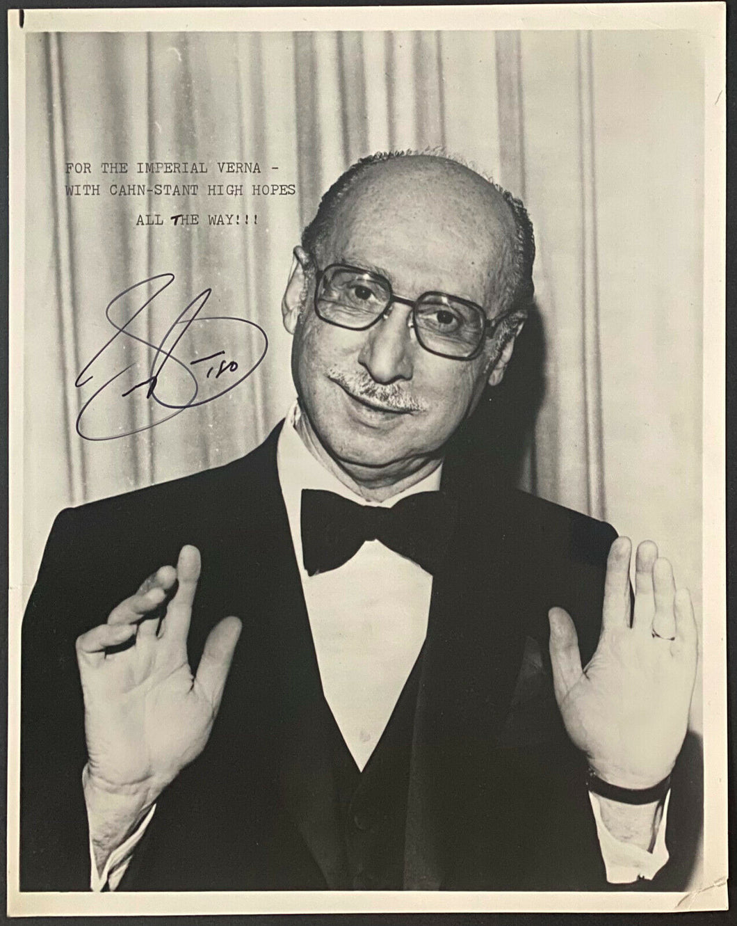 Sammy Cahn Songer Writer + Band Leader Autographed Signed Photo Oscar Winner