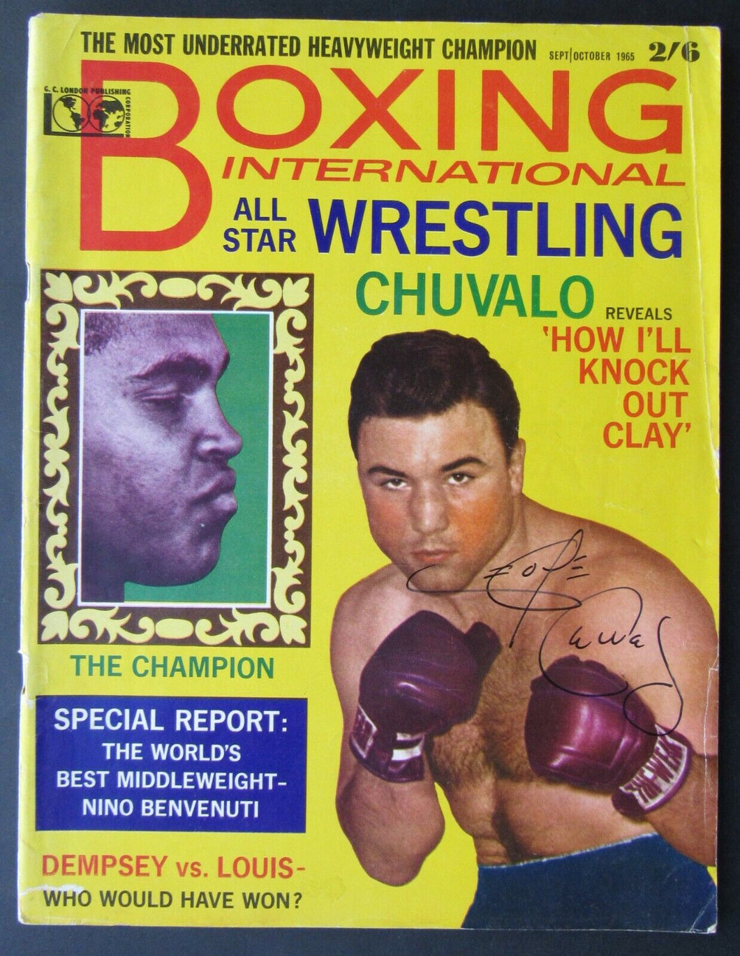 1965 Boxing International Magazine Signed George Chuvalo Autographed + Ali Cover