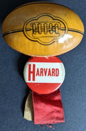 Vintage Harvard Pinback with Ribbon + Football Decoration Sports NCAA Historic