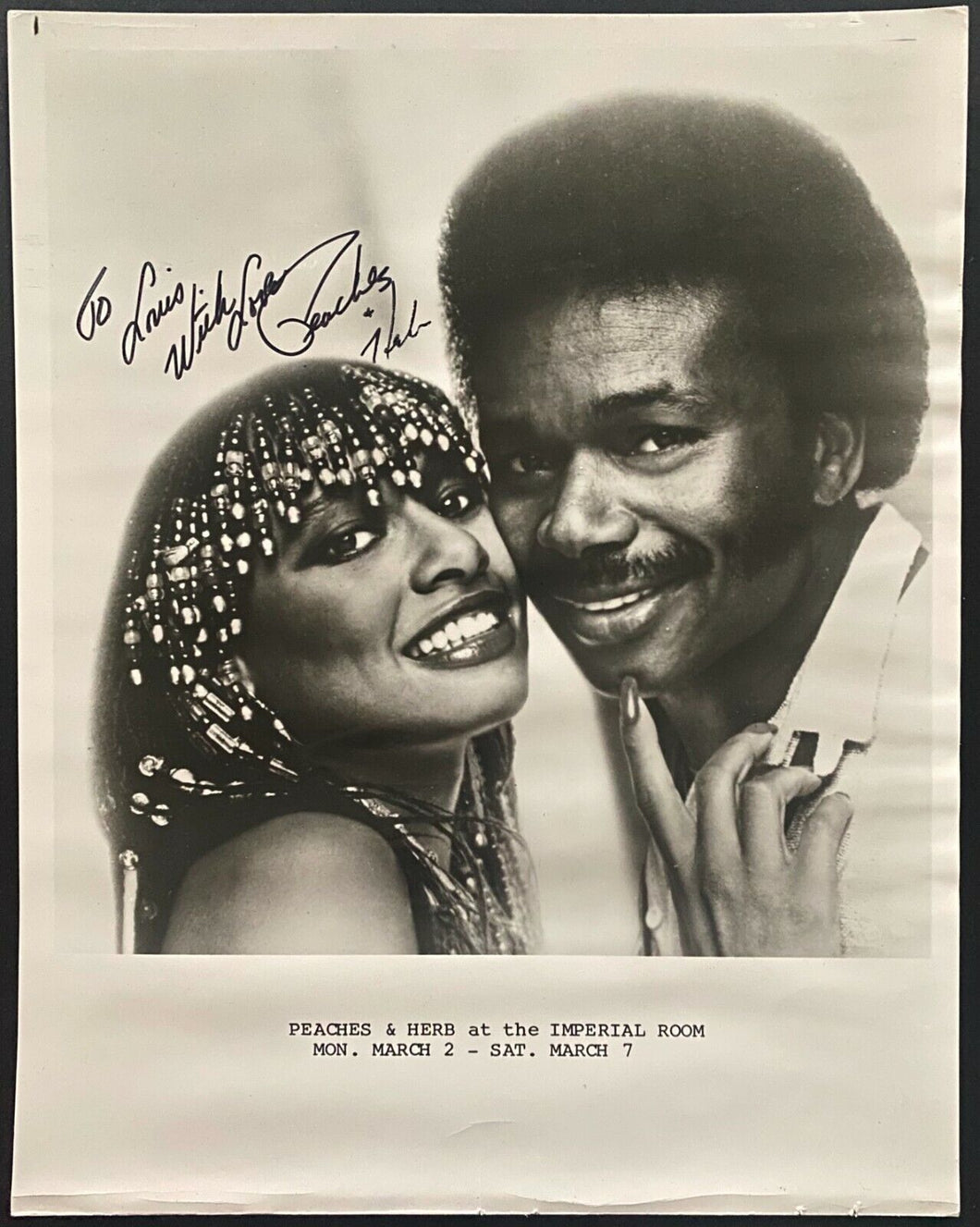 Vintage Peaches & Herb Autographed / Signed Promotional Photo