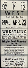 Load image into Gallery viewer, 1989 Maple Leaf Gardens Wrestling Ticket WWF Toronto Mr. Perfect vs Brett Hart

