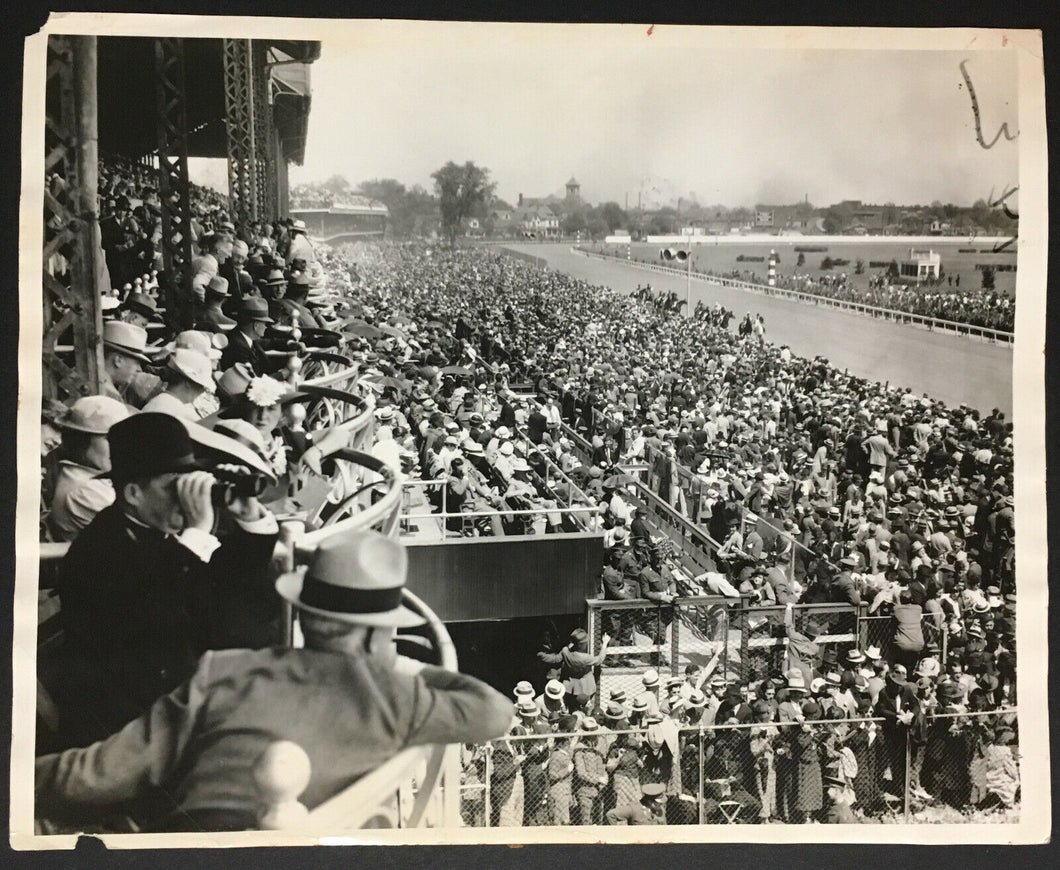 1936 Churchill Downs Racetrack Press Photo Before Kentucky Derby Bold Venture