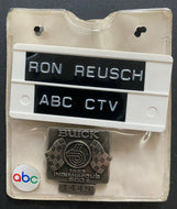 1983 Vintage Indy 500 Silver Pit Badge Original ABC Media Pouch Tom Sneva