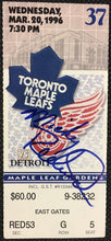 Load image into Gallery viewer, 1996 Maple Leaf Gardens NHL Ticket Signed Mickey Redmond Toronto vs Detroit
