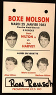 1983 Montreal Boxing Molson Box Media Credential Hilton Brothers Fight Night
