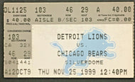 1999 NFL Football Ticket Thanksgiving Detroit Lions v Chicago Bears Silverdome