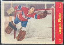 Load image into Gallery viewer, 1955 Parkhurst #50 Jacques Plante Montreal Canadiens NHL Hockey RC KSA 3 VG
