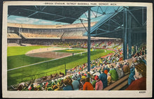 Load image into Gallery viewer, 1940&#39;s Briggs Stadium MLB Baseball Postcard Detroit Tigers Vintage Post Card
