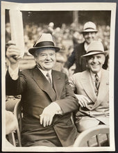 Load image into Gallery viewer, 1937 Herbert Hoover Type 1 Photo American President World Series Yankee Stadium
