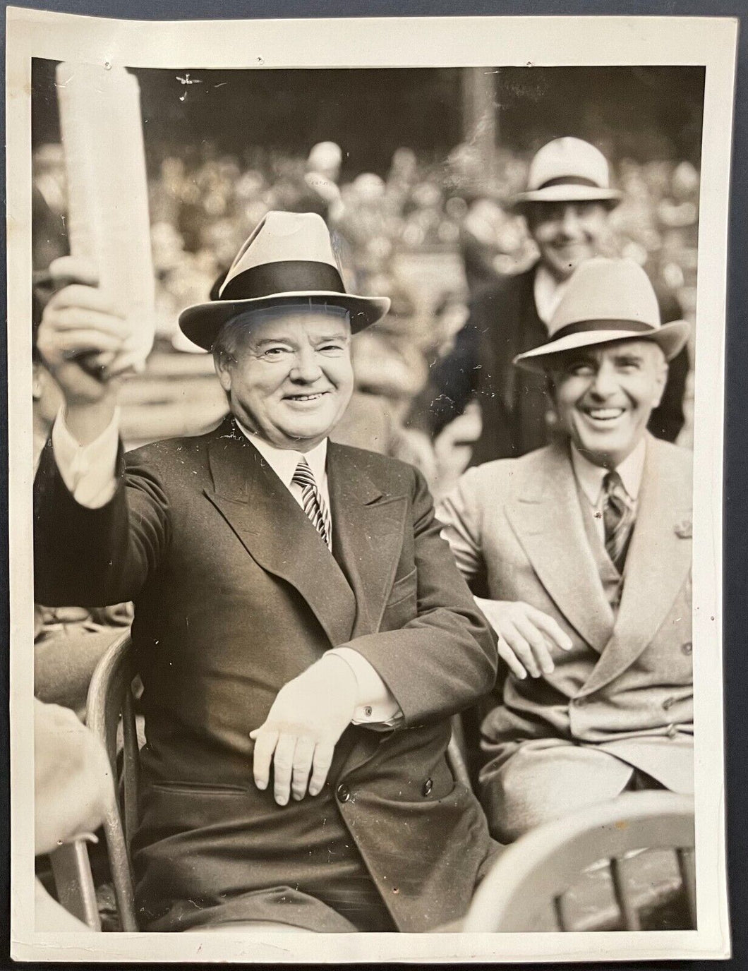 1937 Herbert Hoover Type 1 Photo American President World Series Yankee Stadium