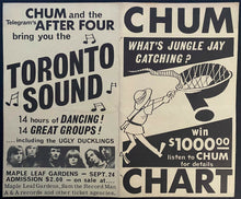 Load image into Gallery viewer, Rare Chum Radio Survey Error Chart x2 Sept 1966 Vintage Beatles #1 Donovan #2
