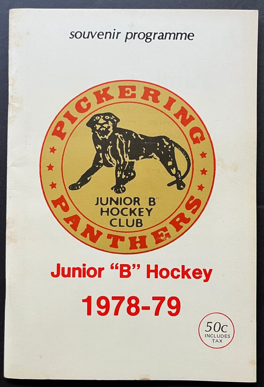 1978-79 OHA Jr B Hockey Program Pickering Arena Panthers Host Oshawa Legionaires