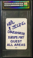 1987 Neil Young And Crazy Horse Authenticated Concert Toour Guest Pass Europe