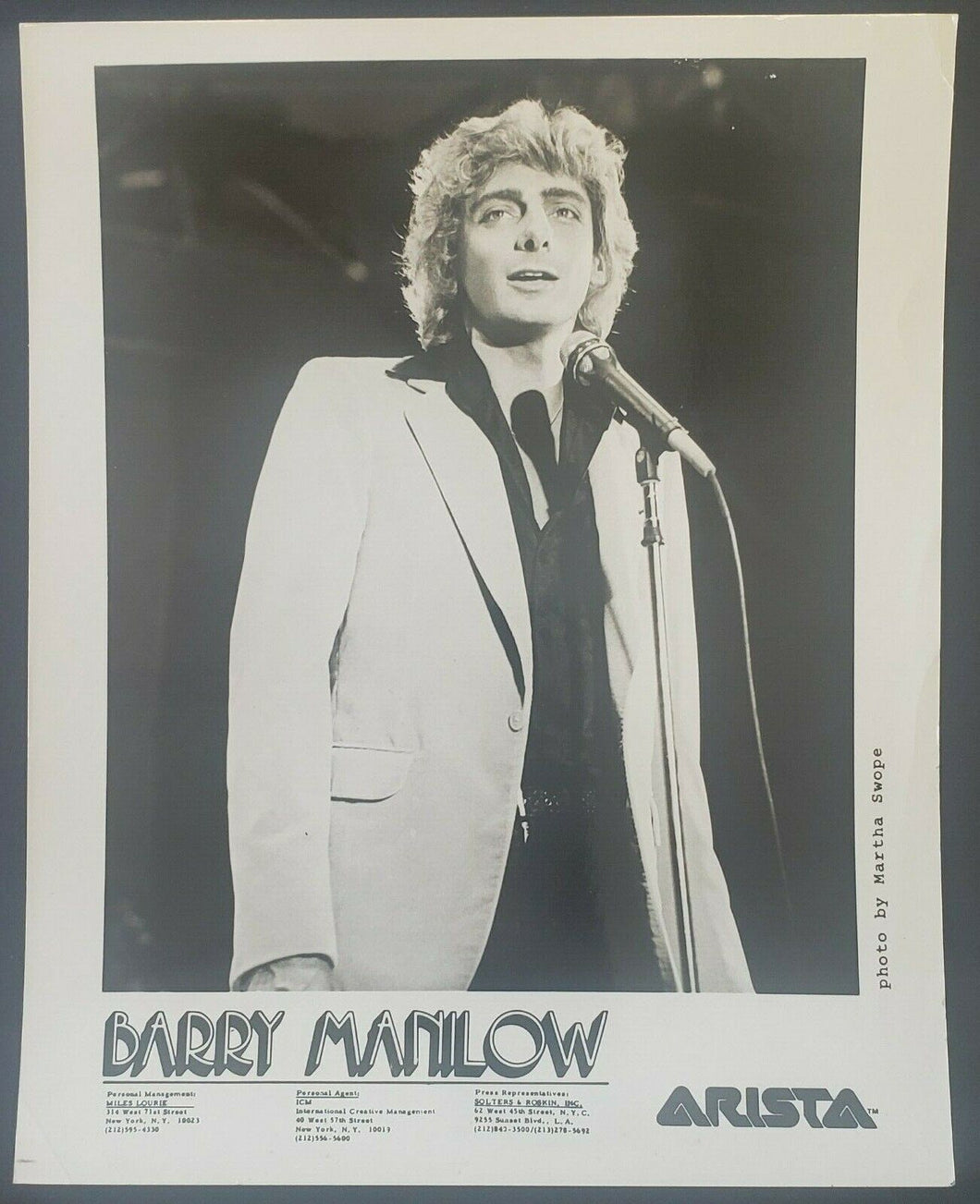 1970s Barry Manilow Arista Records Promo Photo Vintage Matha Swope Picture