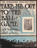 1908 Take Me Out To The Ball Game Original Sheet Music Ida Burt Laurence Cover
